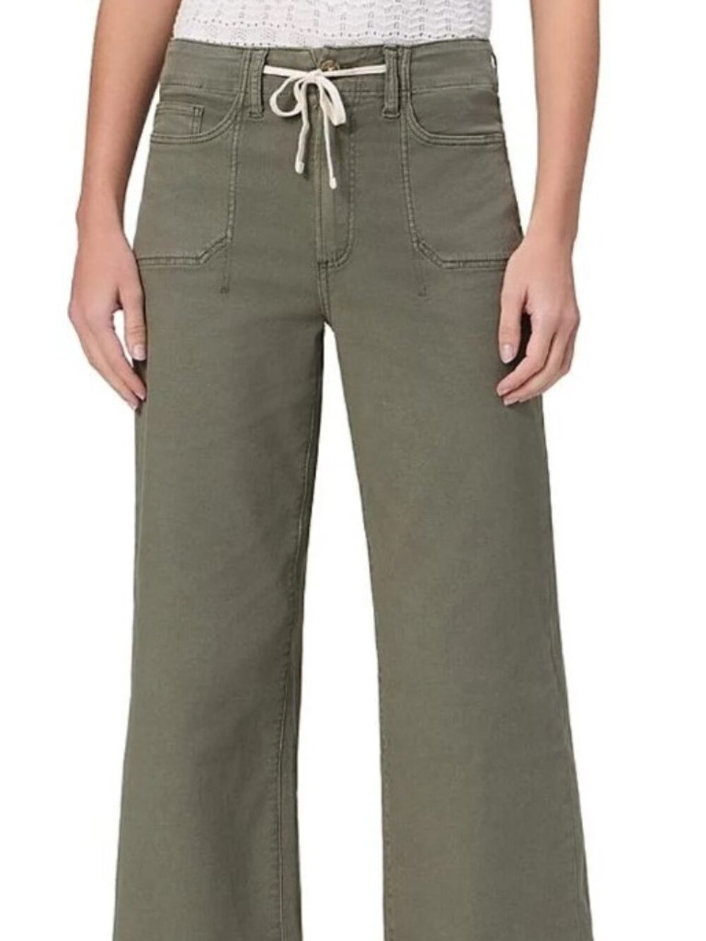 PAIGE Ari High Rise Wide Leg Jeans, Vintage Ivy Green, Size 28